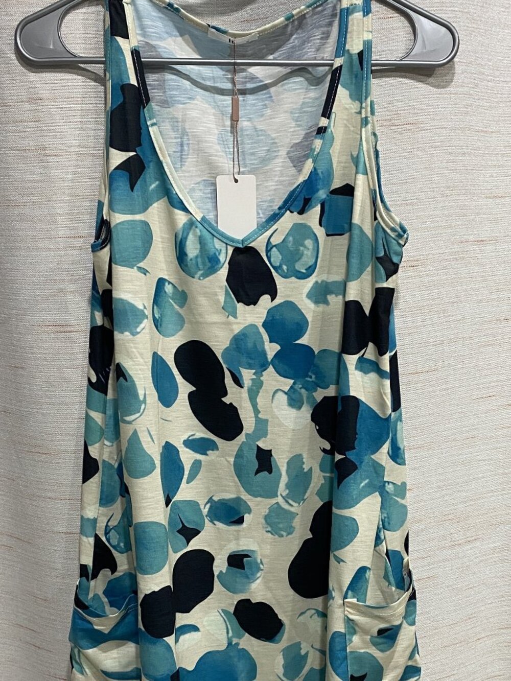 Hotouch Dress With Pockets Blue Cream Medium Womens (255)